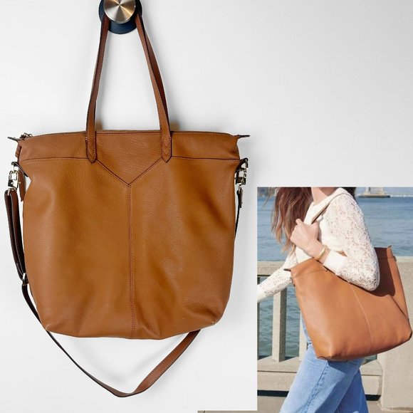 Stella & Dot Covet Kensington Tote Saddle Leather Bag Large Purse Brown - Picture 1 of 10